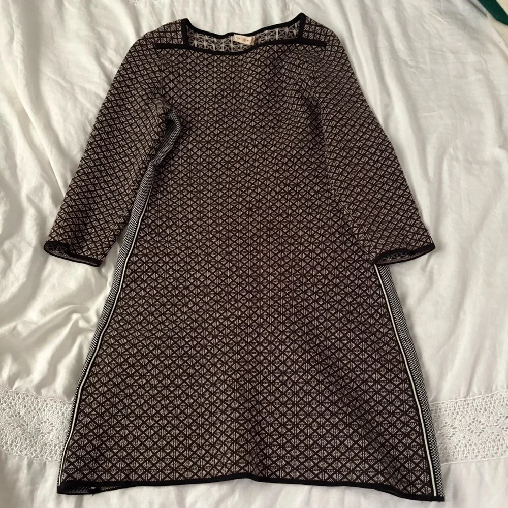 Tory Burch XS Geo Jacquard Knit Dress Sweater long sleeve